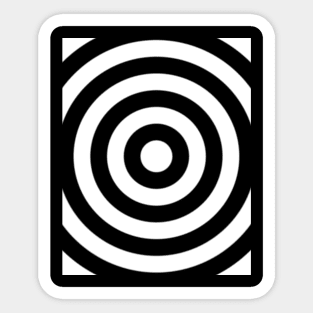 black and white centered circular pattern Sticker